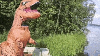 celebratory dinosaur